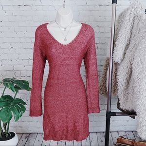 Red Knitted Christmas Holiday Winter Sweater Dress